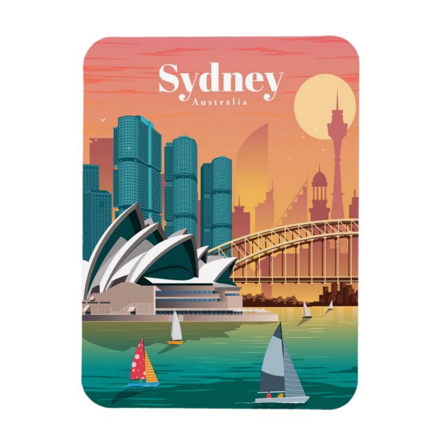 Resa Art Travel till Sydney Australia Magnet (Vertikal)