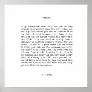 Resa Äventyr Citat av A. W. Doys Poster