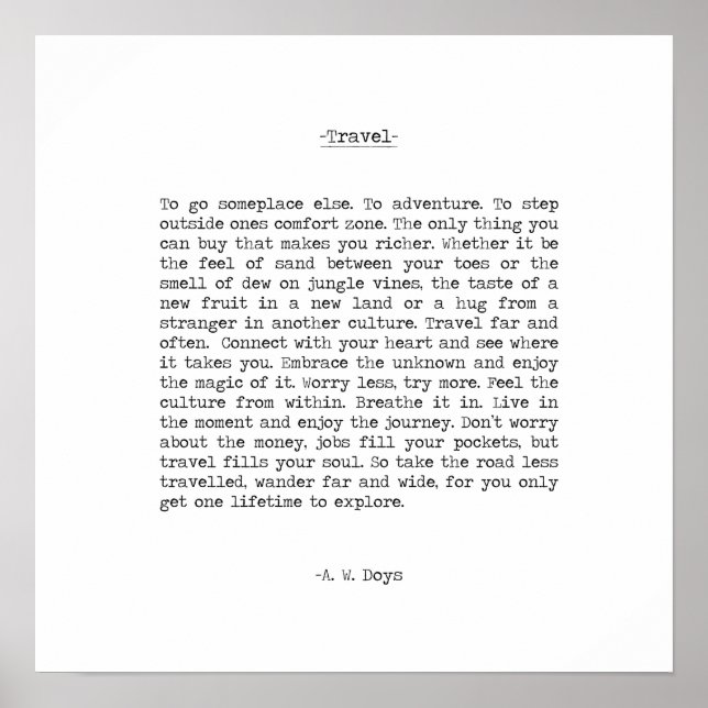 Resa Äventyr Citat av A. W. Doys Poster (Framsidan)