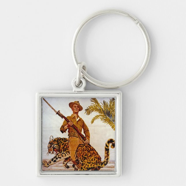 Resa? Äventyr? Gå med flottorna! Fyrkantig Silverfärgad Nyckelring (Framsidan)