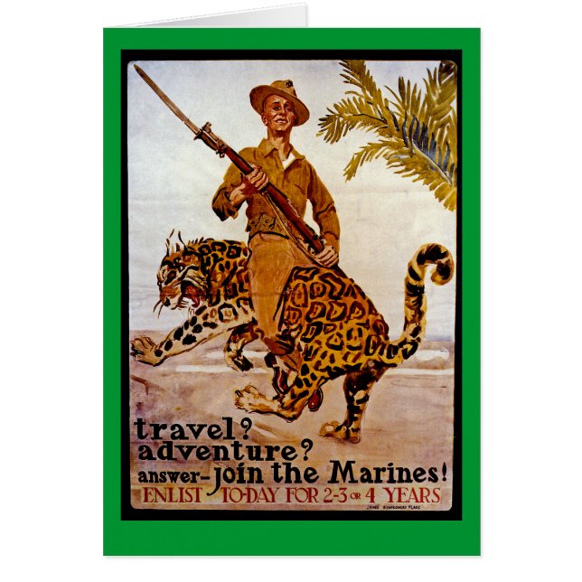 Resa? Äventyr? Gå med marinerna! Hälsningskort (Framsidan)