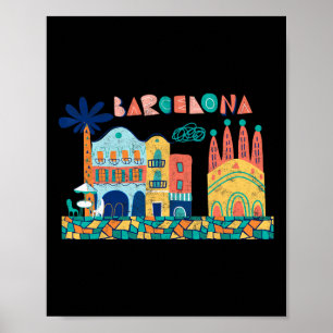 Resa Barcelona Spanien Europa Spanska Familj Semes Poster
