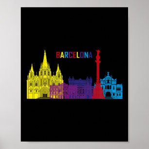 Resa Barcelona Spanien Europa Spanska Familjesemes Poster