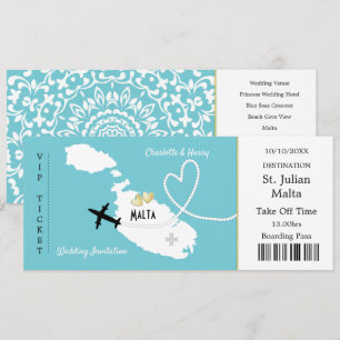 Resa Biljett Boarding Pass Malta bröllopsinbjudnin Inbjudningar