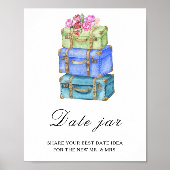 Resa bröllopsdusch - datum natt idéer poster (Framsidan)