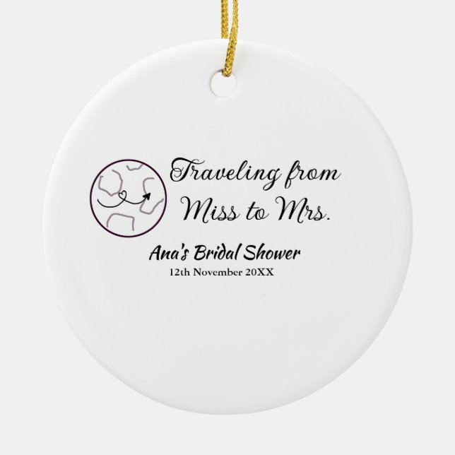 Resa bröllopsduscha lägg till namn datum Fröken ti Julgransprydnad Keramik (Framsidan)