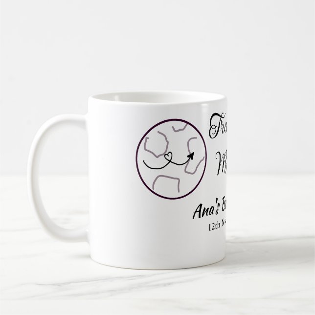 Resa bröllopsduscha lägg till namn datum fröken ti kaffemugg (Vänster)