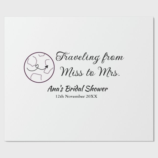 Resa bröllopsduscha lägg till namn datum Fröken ti Presentpapper (Platt)