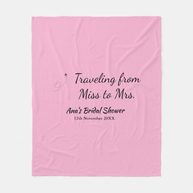 Resa bröllopsduscha lägg till namn datum miss till fleecefilt (Framsidan)