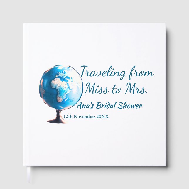 Resa bröllopsduscha lägg till namn datum miss till gästböcker (Framsida)