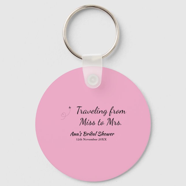Resa bröllopsduscha lägg till namn datum miss till nyckelring (Framsida)