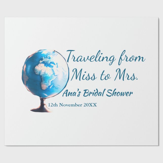 Resa bröllopsduscha lägg till namn datum miss till presentpapper (Platt)