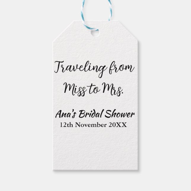 Resa bröllopsfest lägg till namn datum fröken till presentetikett (Framsidan)