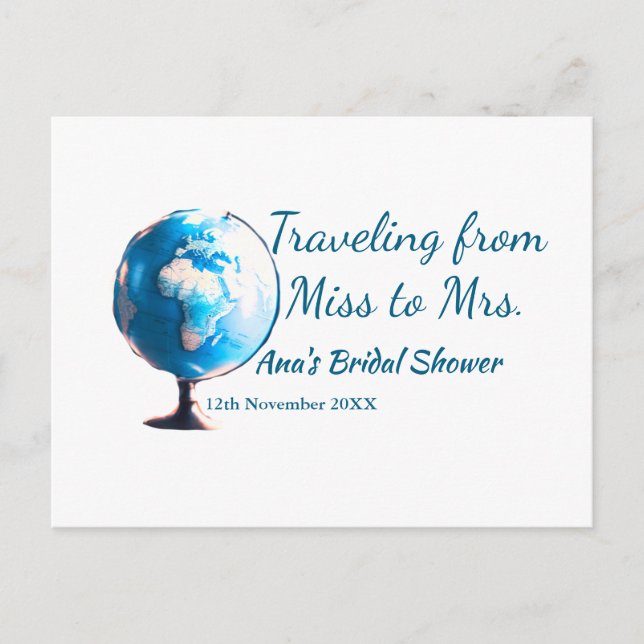 Resa bröllopsfest lägg till namn datum miss till f vykort (Framsida)