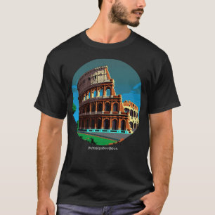 Resa, Coliseum, Rom, Anpassningsbar Text, Retro 8- T Shirt