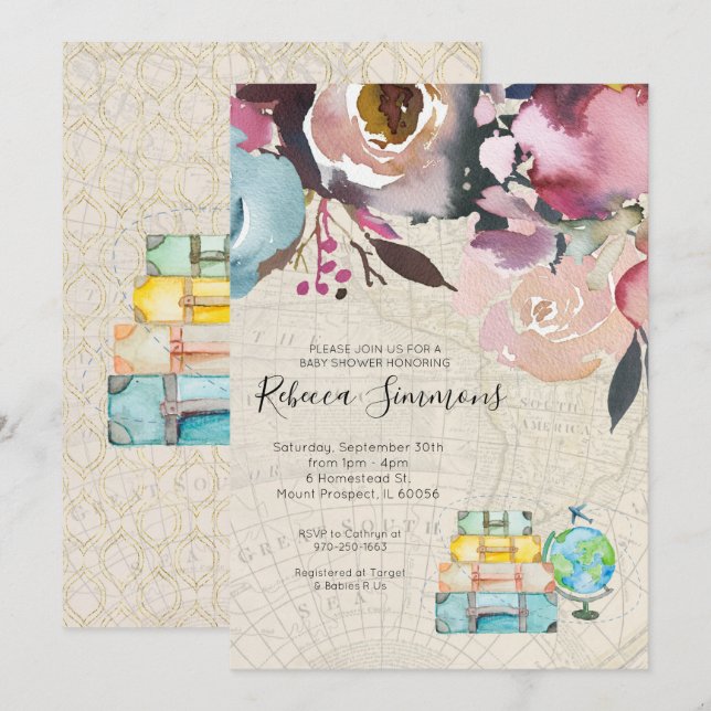 Resa den Themed baby showerinbjudan Inbjudningar (Fram/baksida)