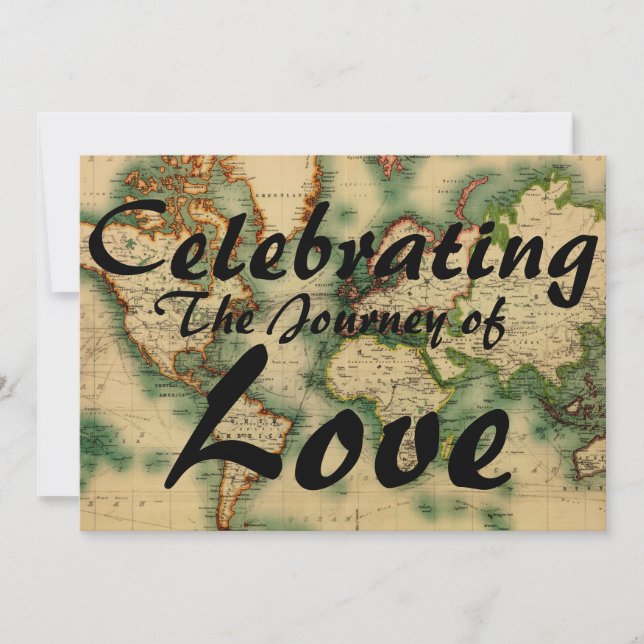 Resa den Themed inbjudan för världskartabröllop (Framsida)