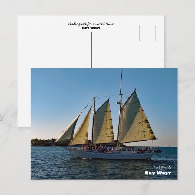 Resa | Florida - Key West Solnedgångs Segelbåtstur Vykort (Fram/baksida)