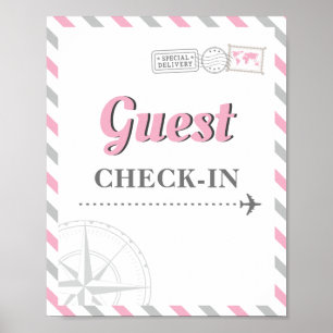Resa Flygplan Festtema Gäst Checka in Välkommen Poster