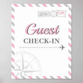 Resa Flygplan Festtema Gäst Checka in Välkommen Poster