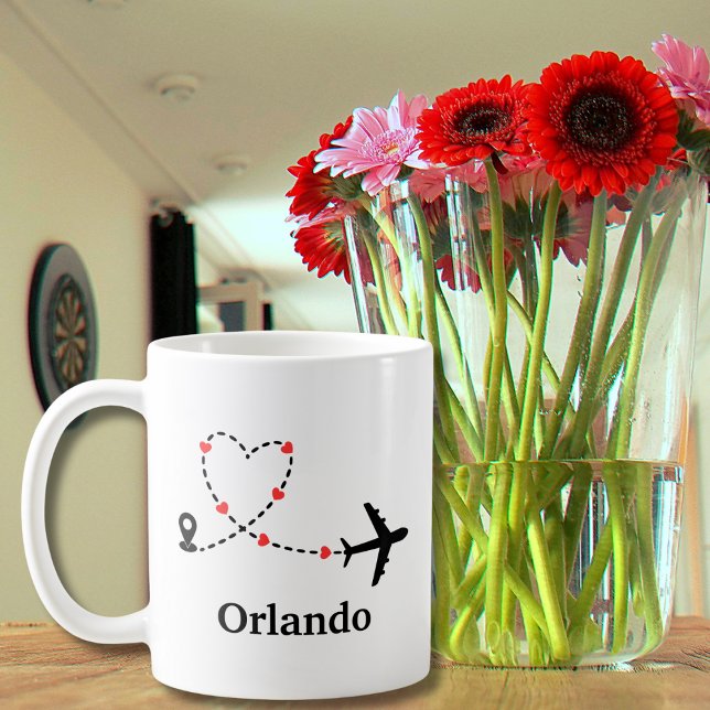 Resa Flygplan Hjärtan Minimalistisk Anpassad Plats Kaffemugg (Skapare uppladdad)