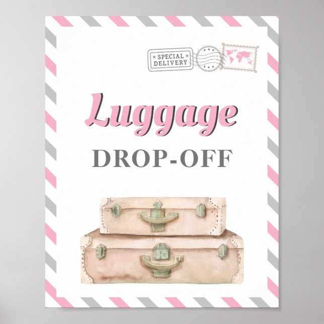 Resa Flygplan Party Bagage Avlämning Present Bord Poster (Framsidan)