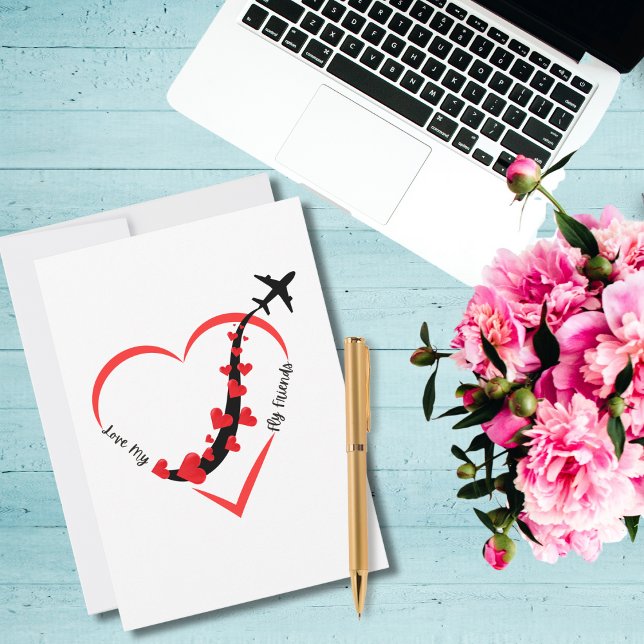 Resa flygplanet Heart Kärlek Min flygvänliga luftf Julkort (Skapare uppladdad)