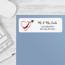 Resa flygplanet Hjärtar med i Kärlek Min pilottext Returadress Etikett