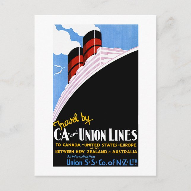 Resa för C och A och Linjer i unionen Vykort (Framsida)