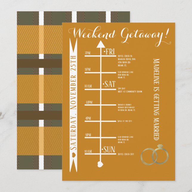 Resa för herrgårdsbröllop Itinerary Inbjudningar (Fram/baksida)