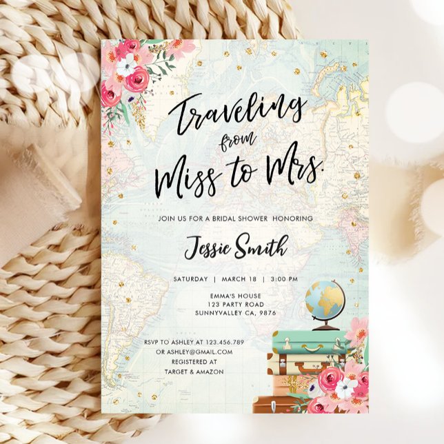 Resa från miss till mrs Äventyr Möhippa Inbjudningar (Skapare uppladdad)