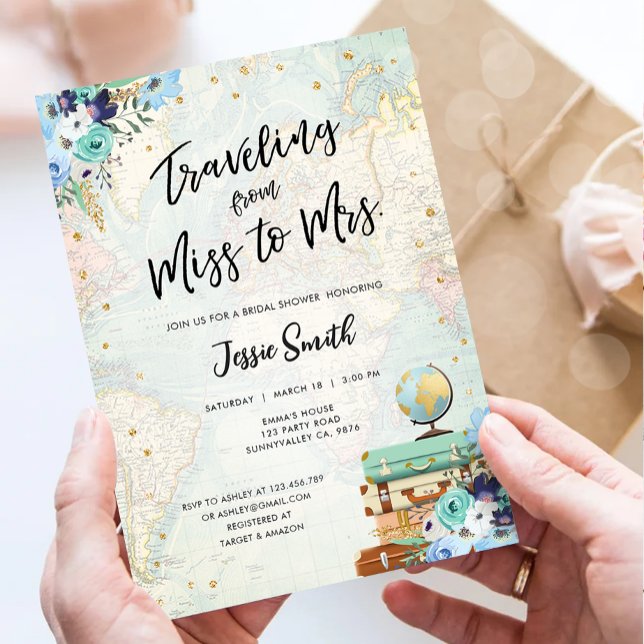 Resa från miss till mrs Äventyr Möhippa Inbjudningar (Skapare uppladdad)