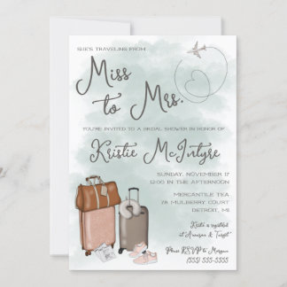 Resa från miss till Mrs Modern Luggage Inbjudningar