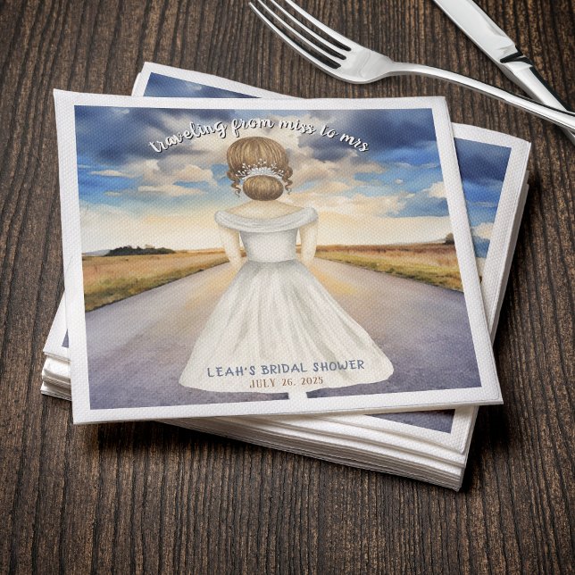 Resa från miss till Mrs Möhippa Pappersservett (Traveling From Miss to Mrs Bridal Shower Napkins
)