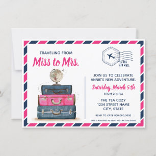 Resa från miss till Mrs Möhippa Postcard Inbjudningar