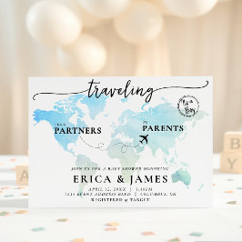 Resa från partners till förälder Karta Baby Shower Inbjudningar