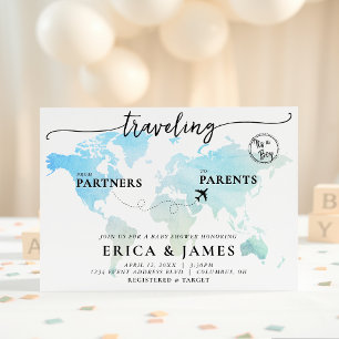 Resa från partners till förälder Karta Baby Shower Inbjudningar