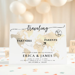 Resa från partners till förälder Karta Baby Shower Inbjudningar