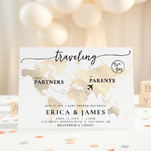 Resa från partners till förälder Karta Baby Shower Inbjudningar