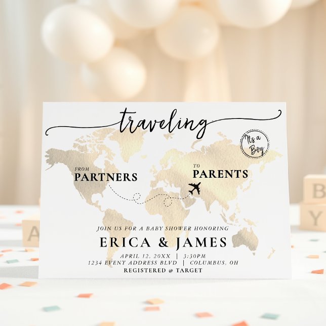 Resa från partners till förälder Karta Baby Shower Inbjudningar (Skapare uppladdad)