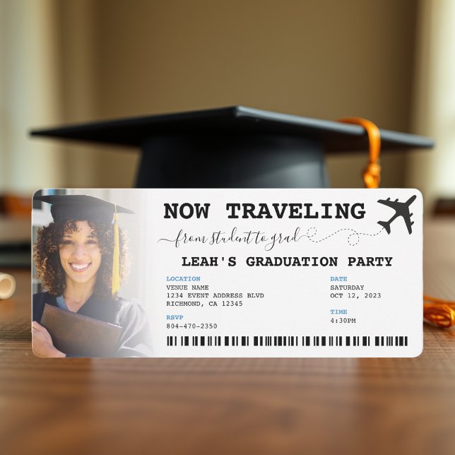 Resa från Student till Grad Studentfest Inbjudningar (Traveling from Student to Grad Graduation Party Invitation
)