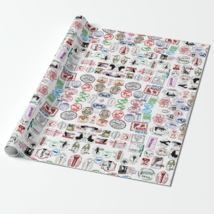 Resa Frimärke Mönster, radbrytning Papprare Presentpapper