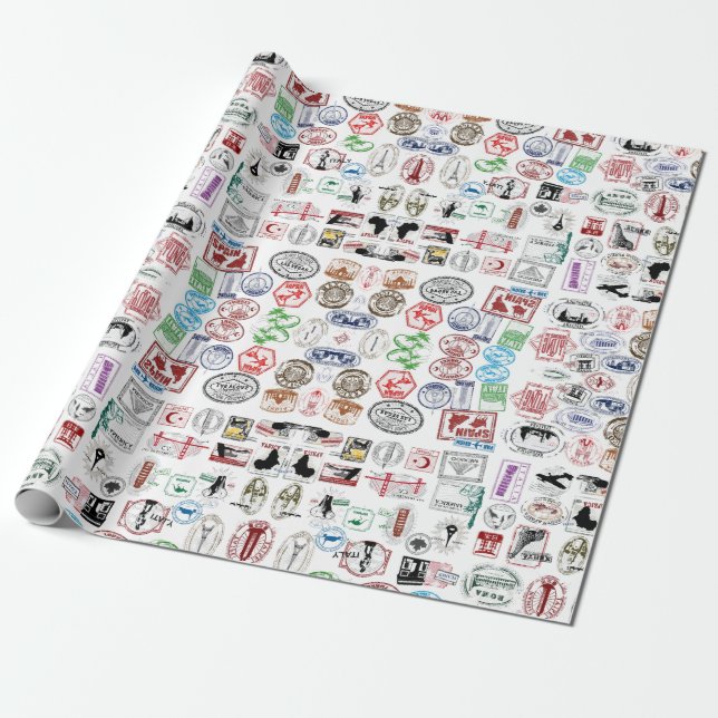 Resa Frimärke Mönster, radbrytning Papprare Presentpapper (Utrullad)