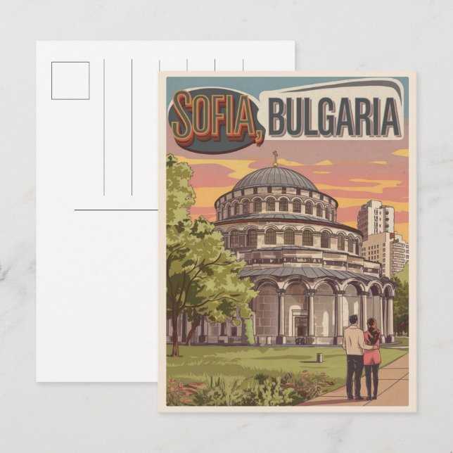Resa i Sofia, Bulgarien vintagepresenter, kärleksf Vykort (Fram/baksida)