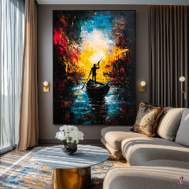 Resa in i ljus – Expressionistisk abstrakt flod Poster