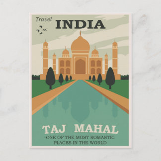 Resa India Taj Mahal /Retro Postcard Vykort