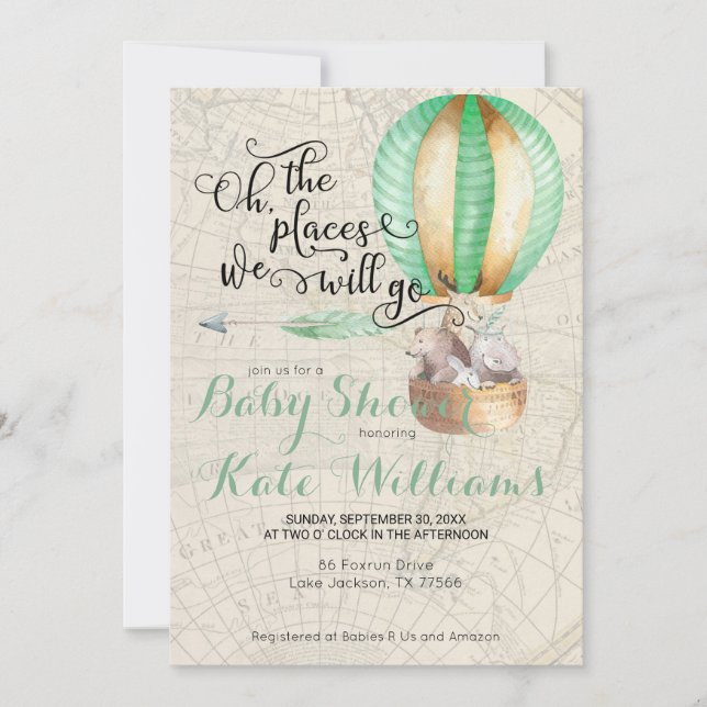 Resa-inspirerad baby shower-inbjudan (Framsida)