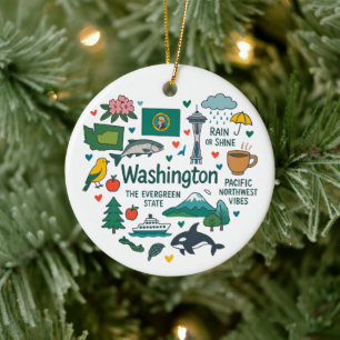 Resa jul för familjen Washington Anpassningsbar Julgransprydnad Keramik