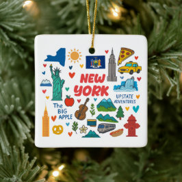 Resa jul i New York-familjen i Anpassningsbar Julgransprydnad Keramik