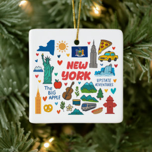Resa jul i New York-familjen i Anpassningsbar Julgransprydnad Keramik